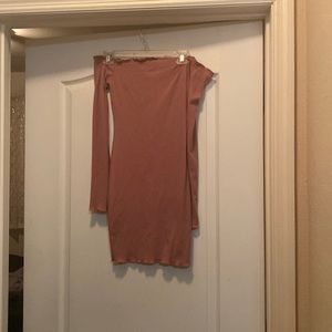 Rose gold off the shoulder dress